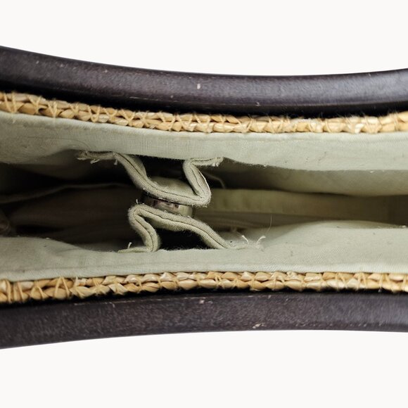 Wicker Wood Handled Handbag Boho Cottagecore Inner Pockets Beach Vacation Trip - Picture 7 of 16